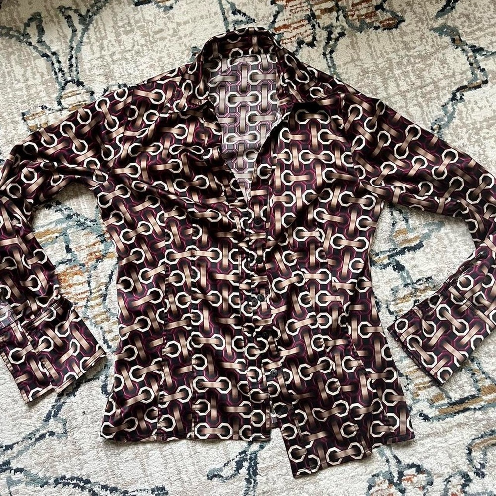 Vintage button down with geometric pattern